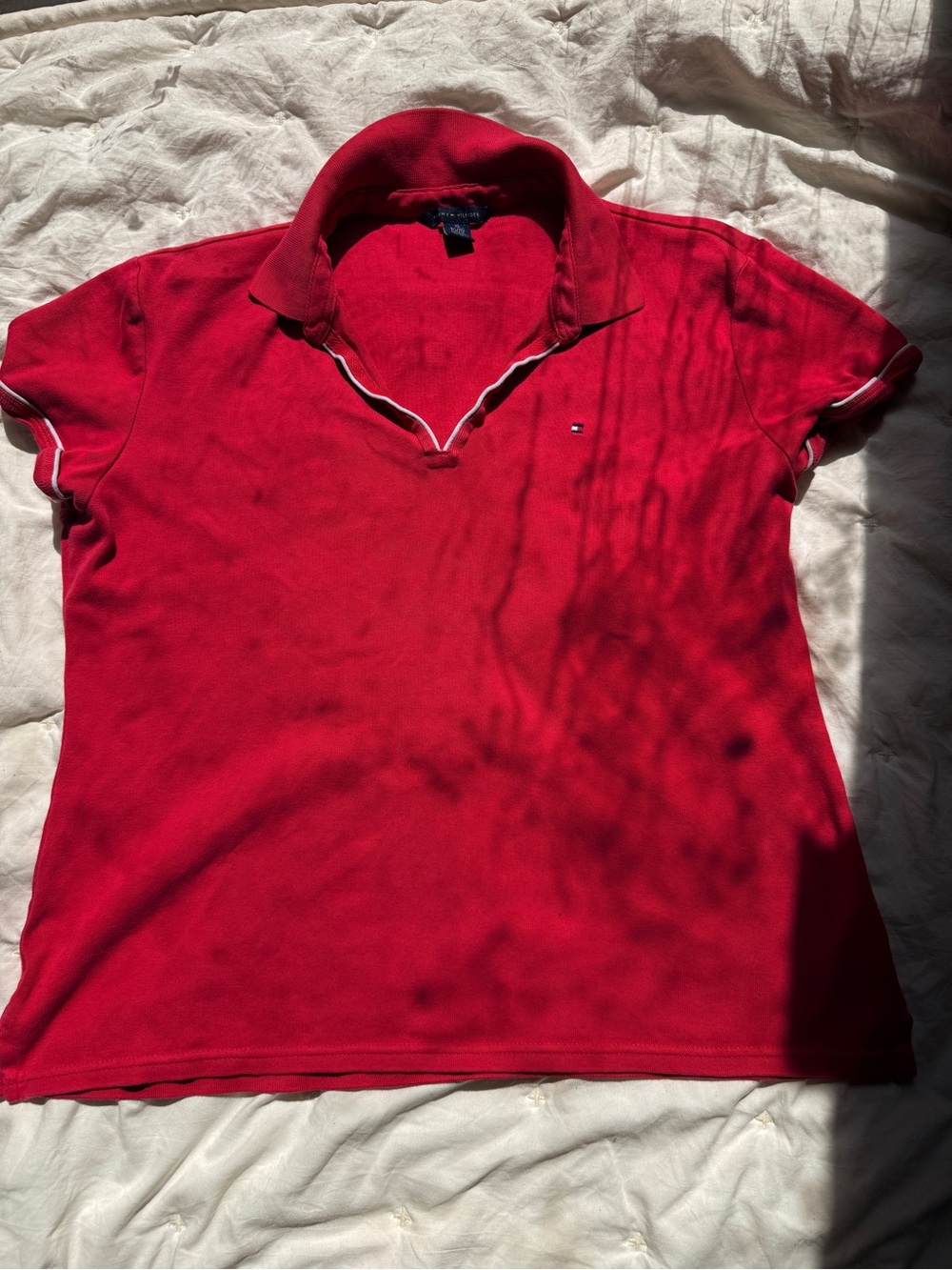 Tommy Hilfiger Red Women's Polo with Contrast Trim